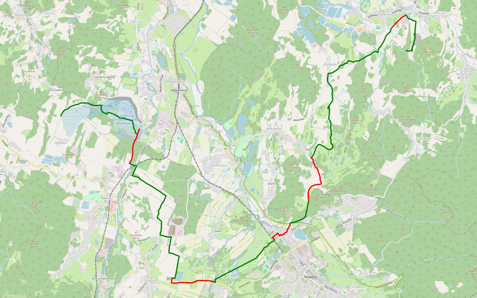 Map of Polen 1 - 21 km offroad trail, Karkonosze County