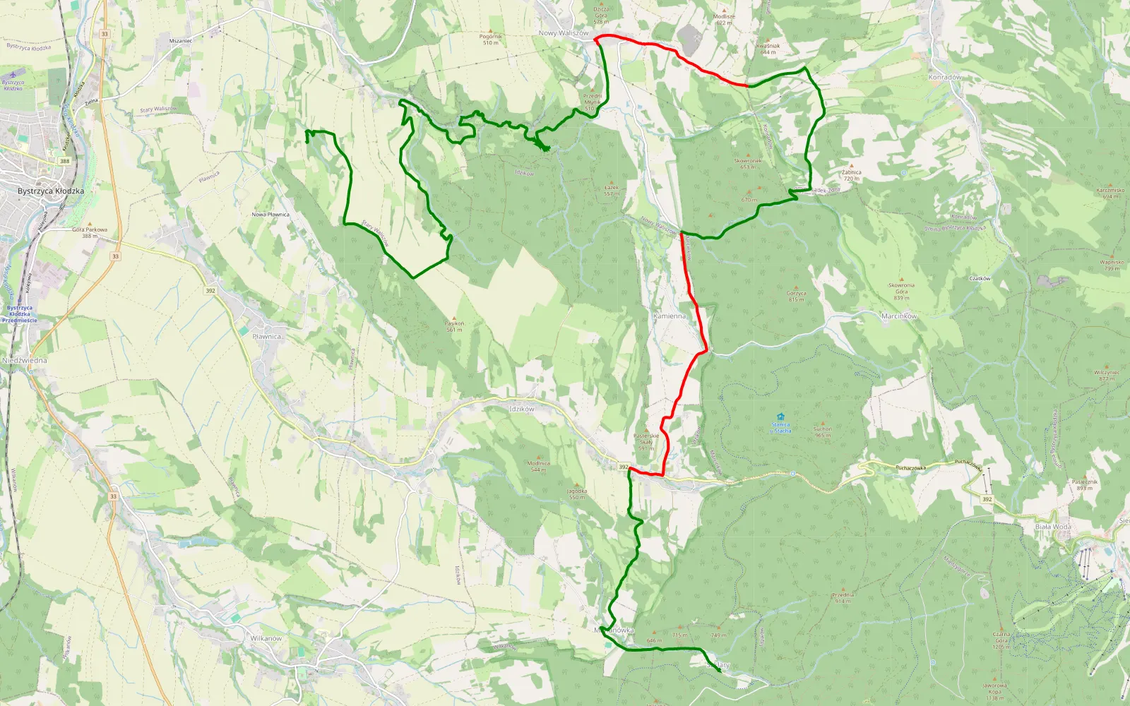 Mapa trasy 4cale albo wcale pojezdzawka 3.11.2024 - 23.1 km trasy offroad, Powiat Kłodzki