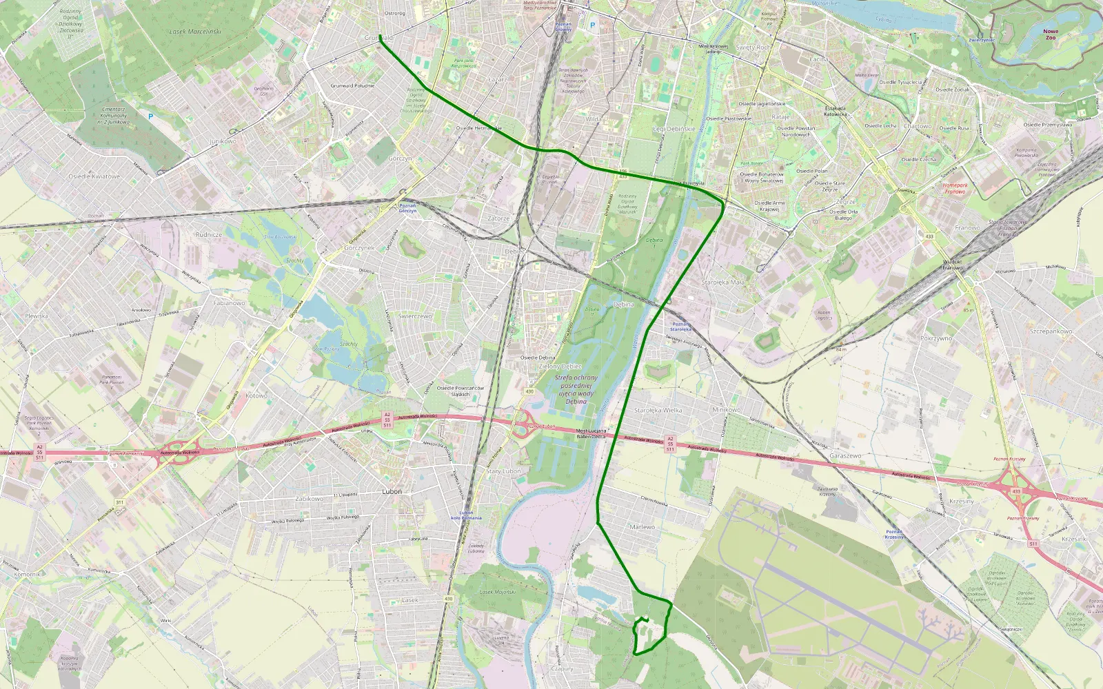 Mapa trasy Głuszyna wigilijna 2018 - 1.6 km trasy offroad, Poznań