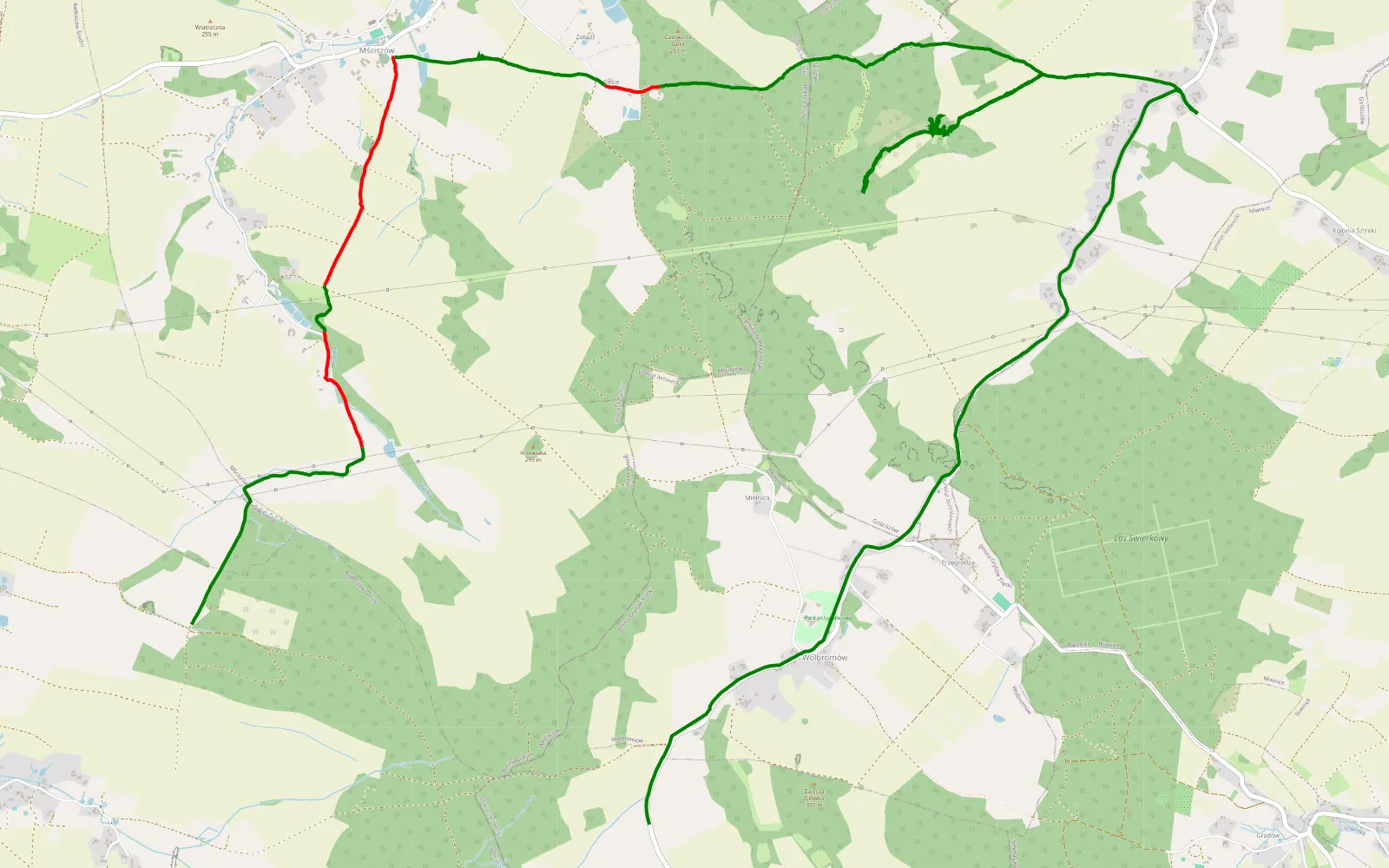 Map of Radostów Średni - Wolbromów - 11.8 km offroad trail, Lubań County