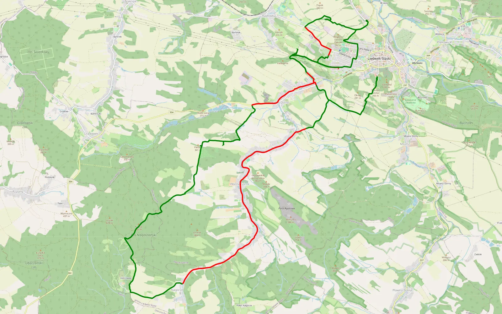 Mapa trasy Pleban 14 01 22 - 33 km trasy offroad, Powiat Lwówecki