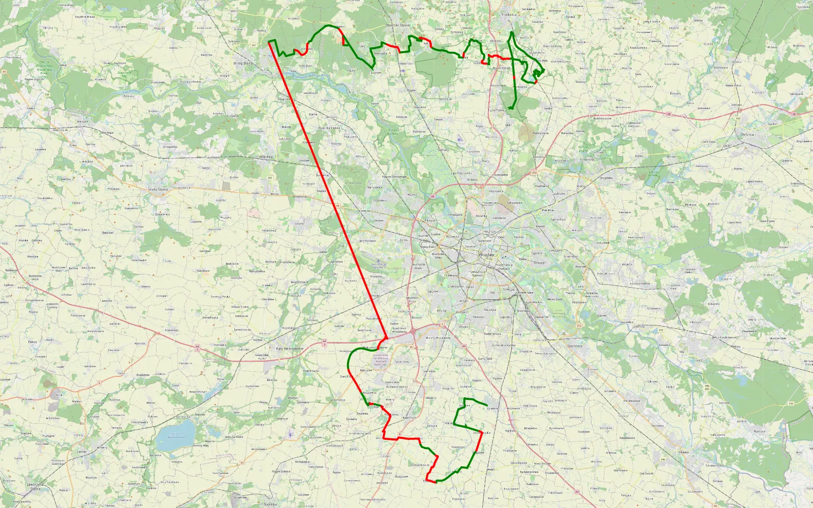 Mapa trasy Hhh - 131 km trasy offroad, Powiat Trzebnicki