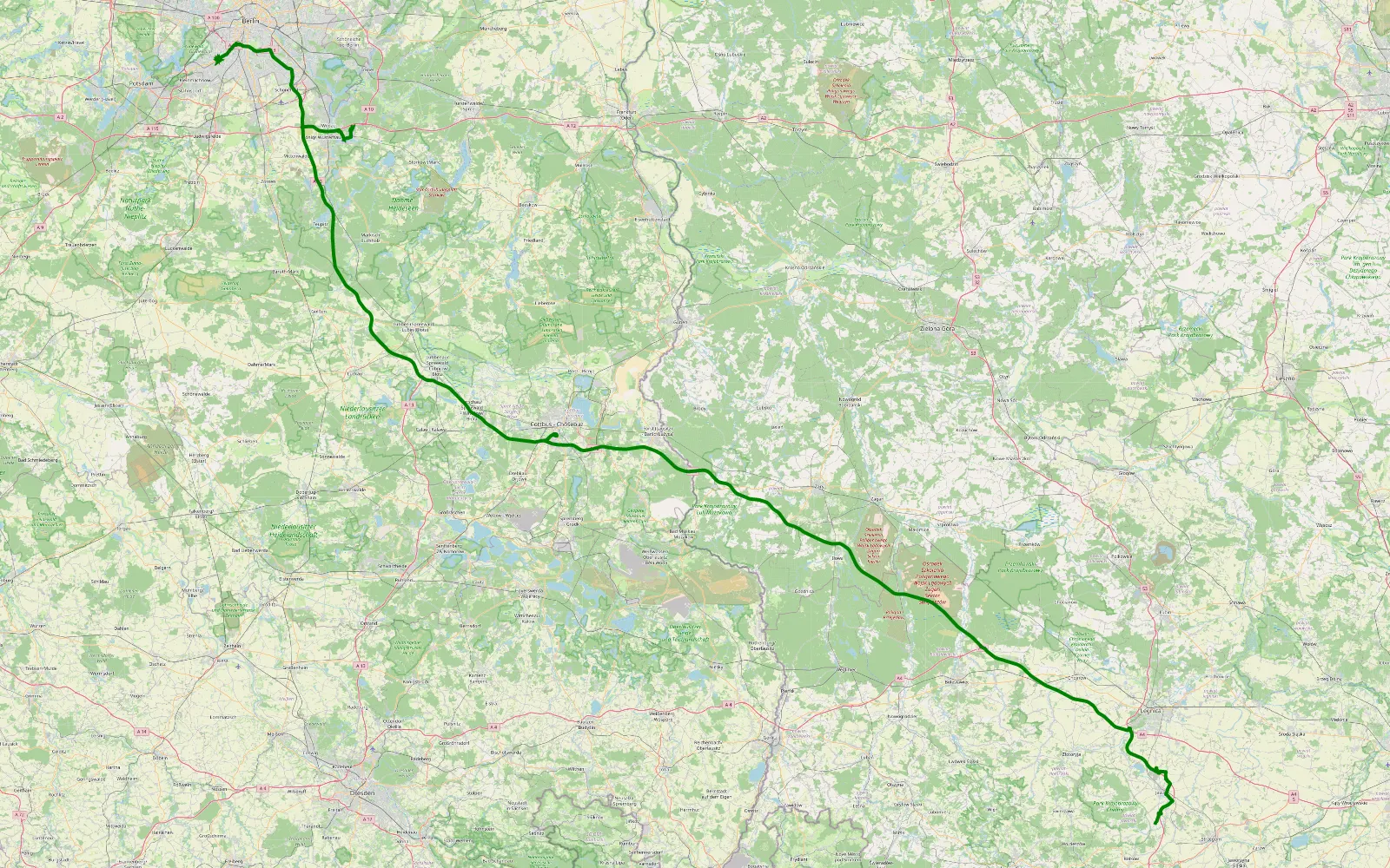 Mapa trasy Tag 15 - 1.1 km trasy offroad, Dahme-Spreewald