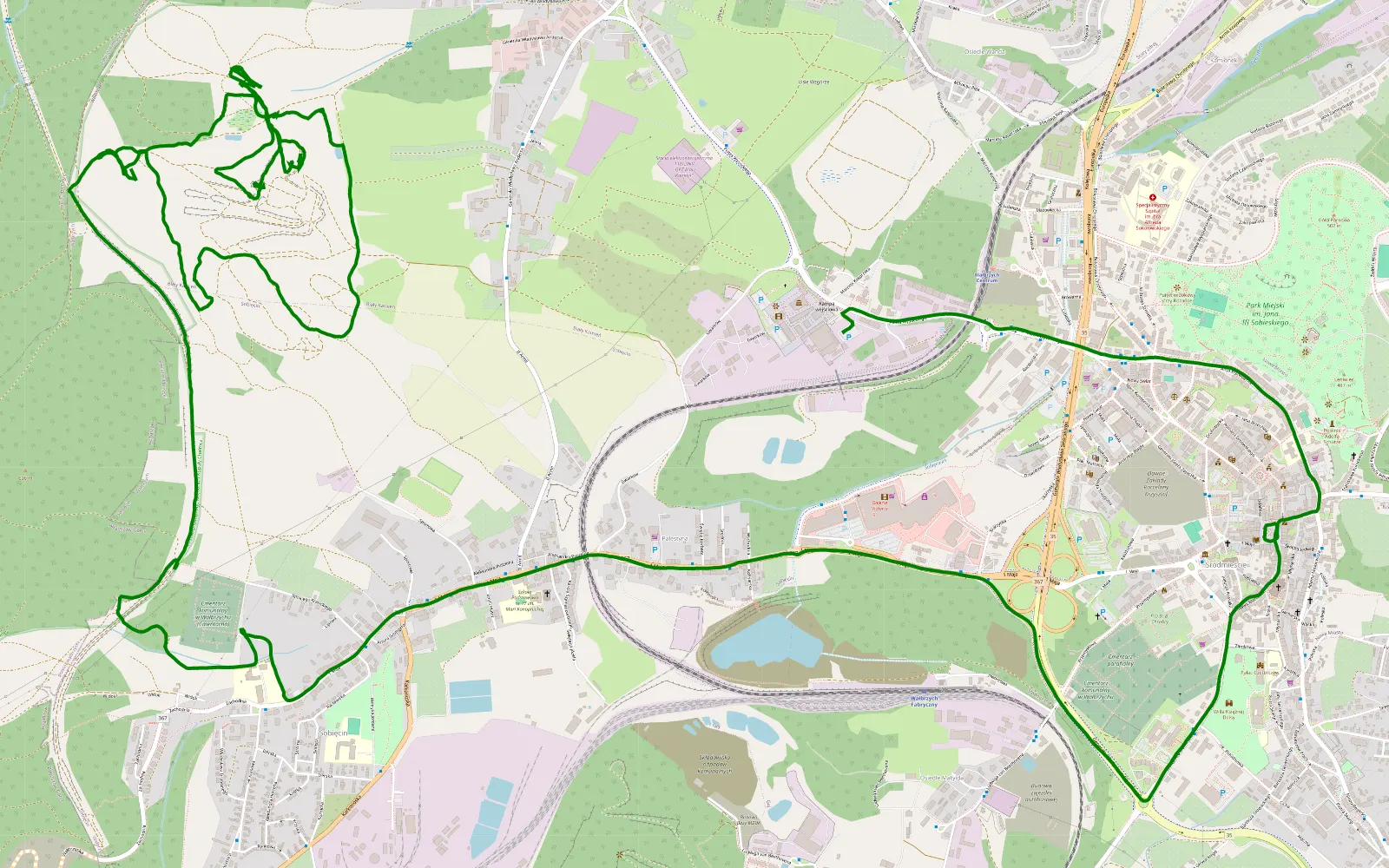 Mapa trasy Wb - 8.3 km trasy offroad, Wałbrzych