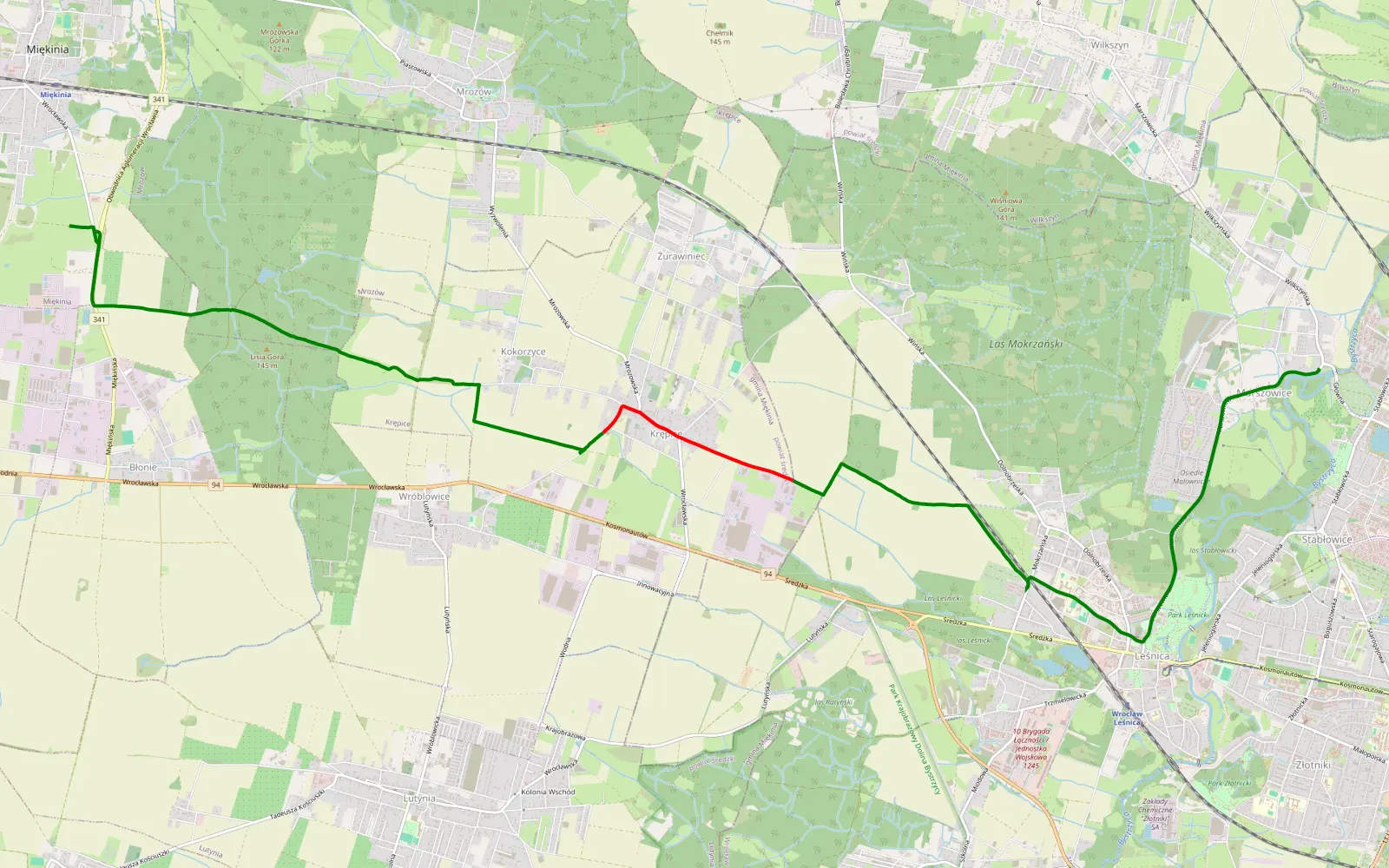 Mapa trasy Assd - 9.3 km trasy offroad, Powiat Średzki