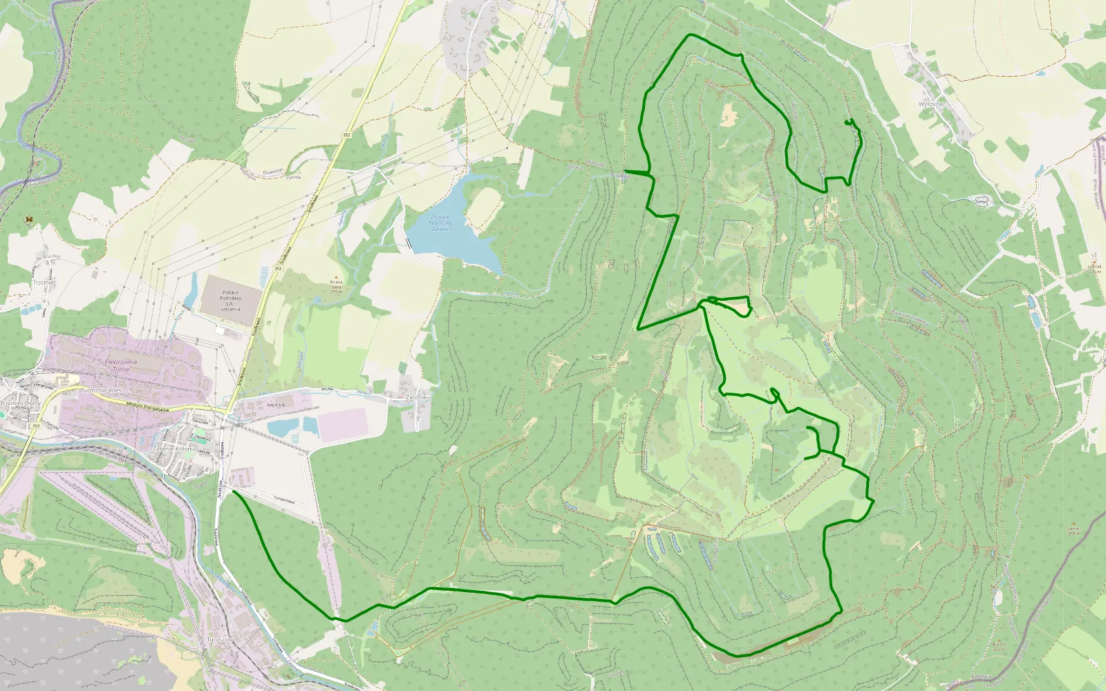 Map of Bogatynia - 16 km offroad trail, Zgorzelec County