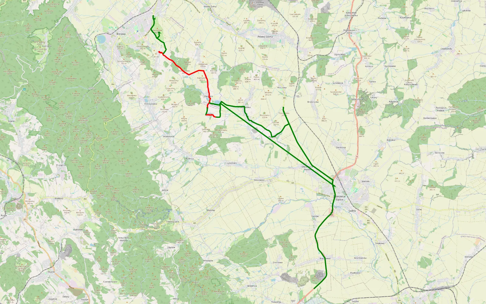 Map of Moje - 13.4 km offroad trail, Dzierżoniów County