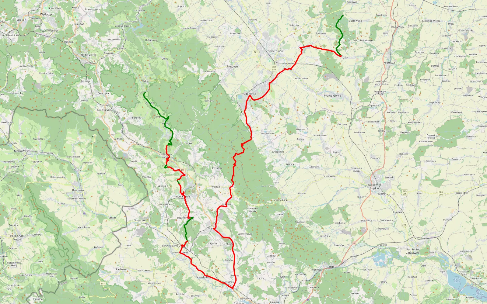 Map of Polen 2024 Tag 2, Teil 1 - 78.8 km offroad trail, Kłodzko County