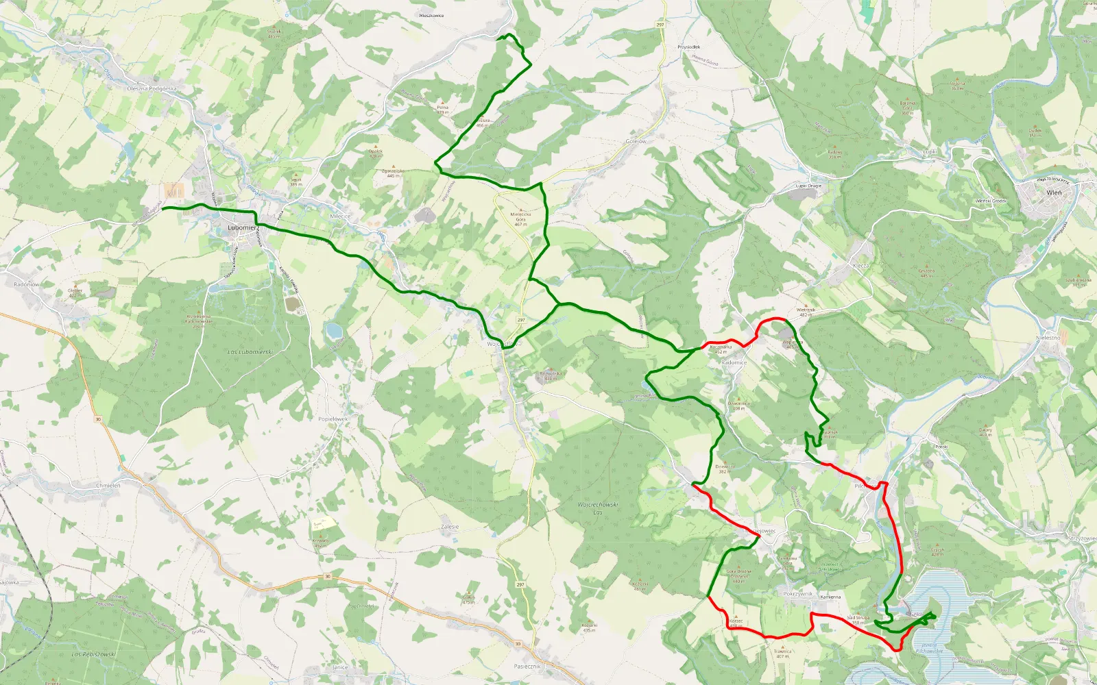 Mapa trasy Sylwester - 31.2 km trasy offroad, Powiat Lwówecki