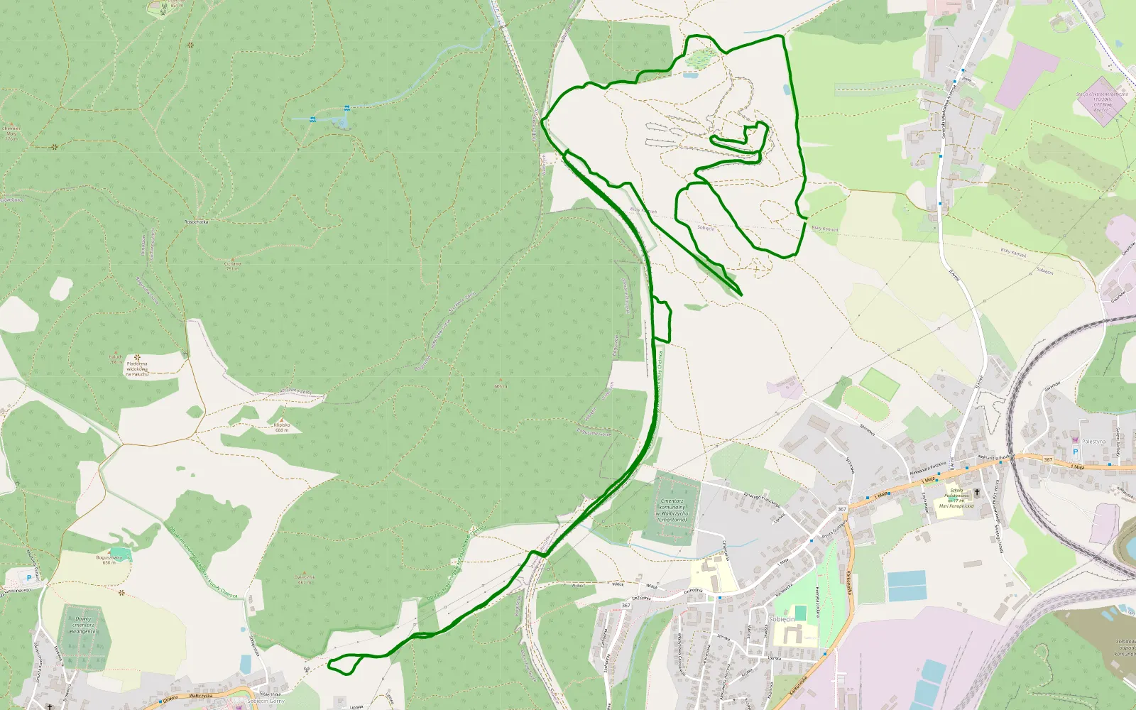 Mapa trasy Hałda - 10.3 km trasy offroad, Wałbrzych