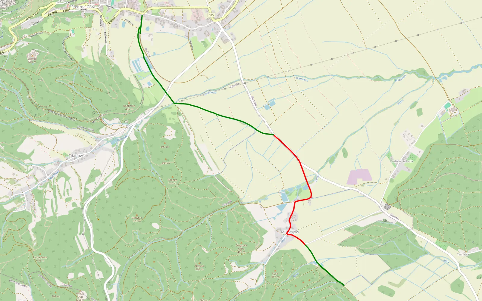 Map of Budzów-Mikołajów - 5.1 km offroad trail, Ząbkowice Śląskie County