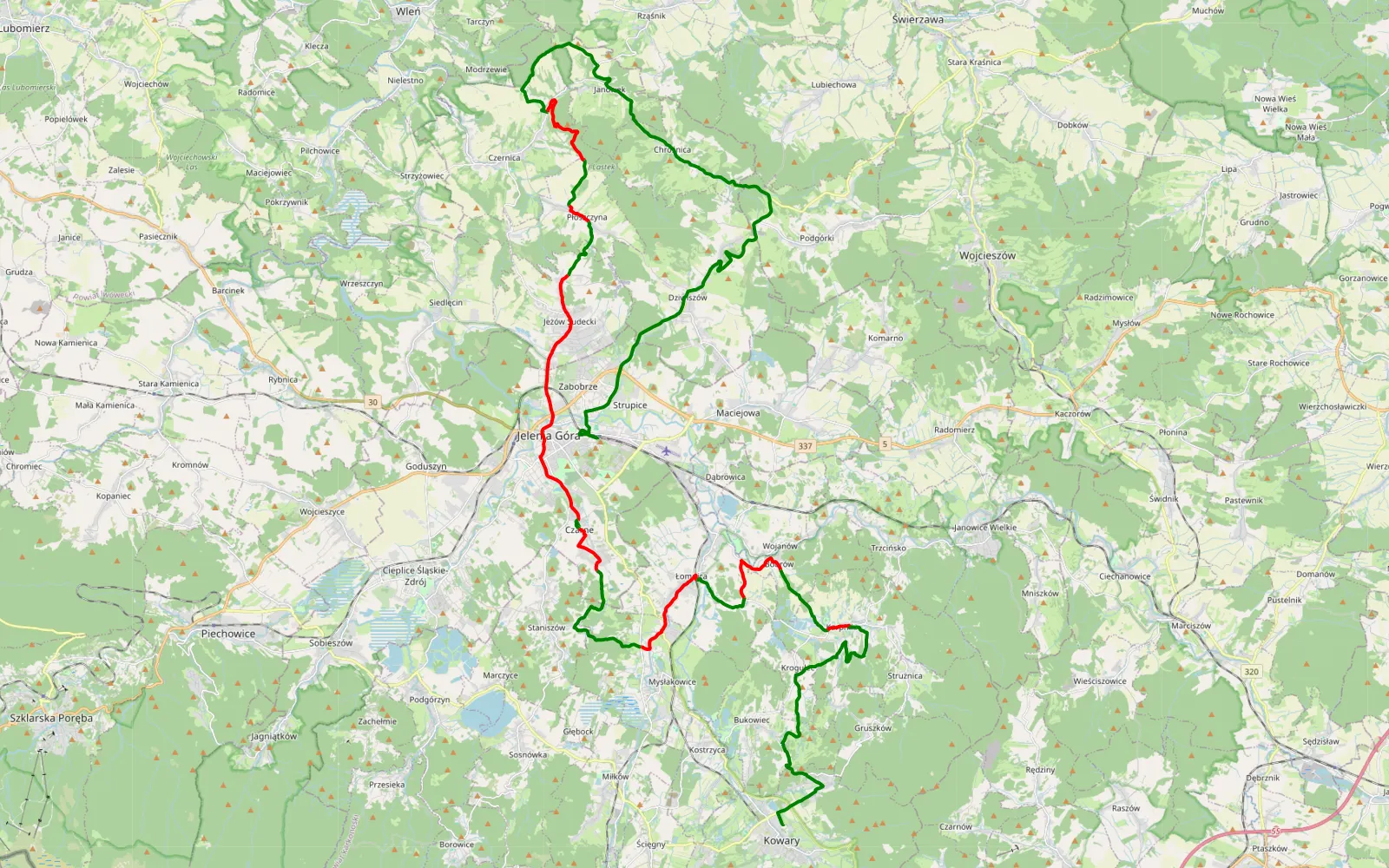 Mapa trasy Jelenia Góra #2 - 46.2 km trasy offroad, Powiat Karkonoski