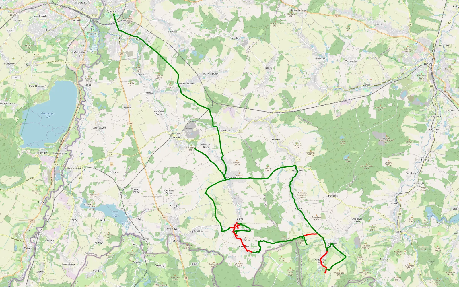 Map of Mała Wieś Górna - Zgorzelec - 20.9 km offroad trail, Zgorzelec County
