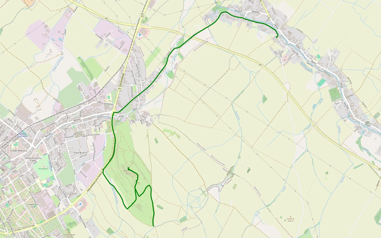 Map of Bielawa - Piława Dolna - 3.1 km offroad trail, Dzierżoniów County