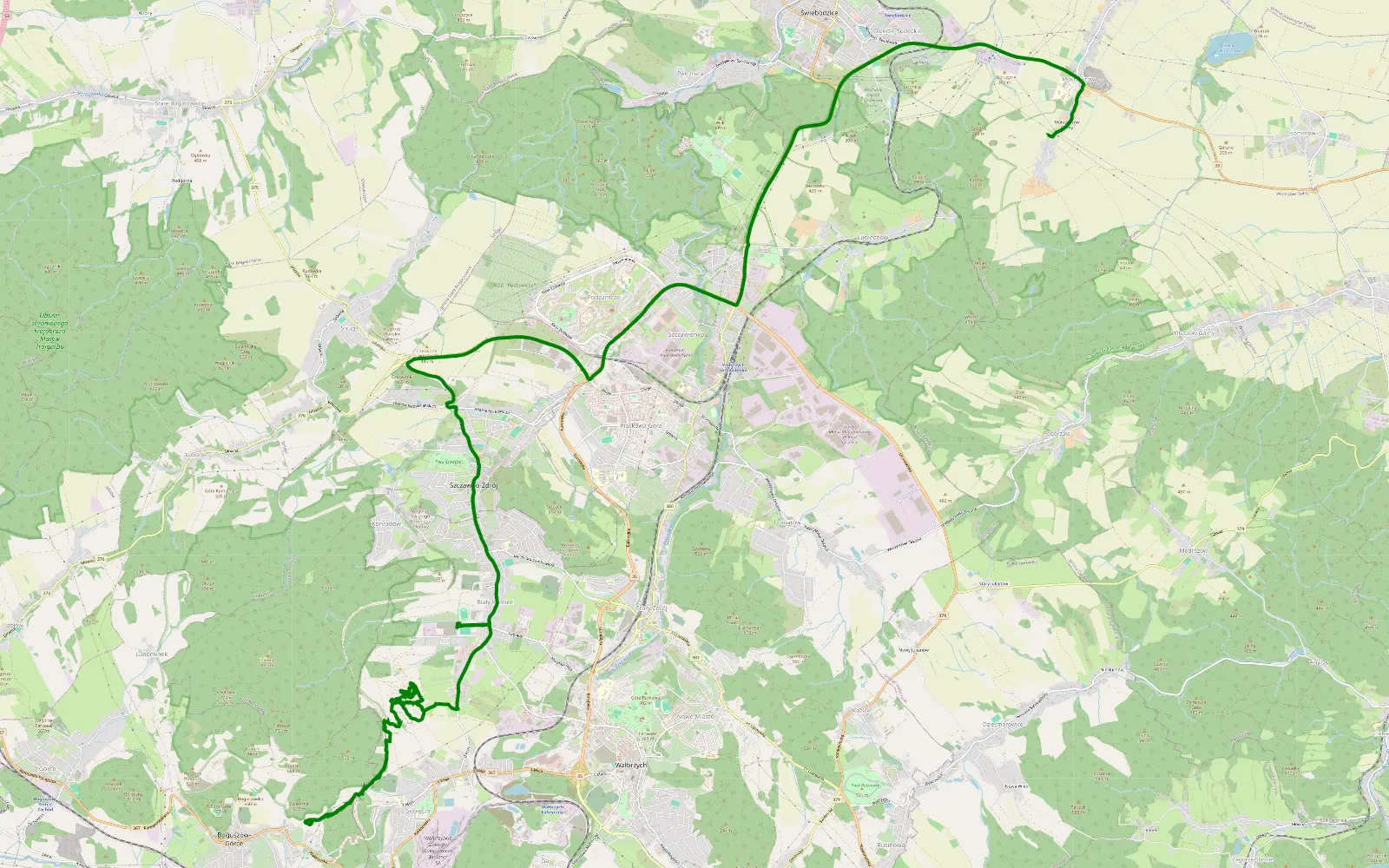 Mapa trasy Mokrzeszów - 8 km trasy offroad, Wałbrzych