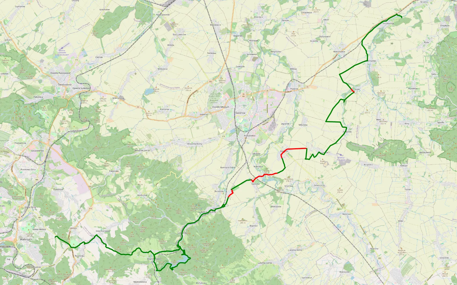 Mapa trasy Szczepanów - Wałbrzych by Miki - 22.1 km trasy offroad, Powiat Świdnicki