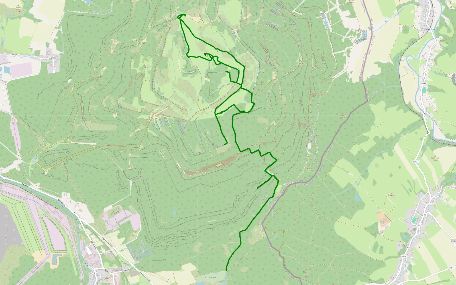 Map of Kunratice - Bogatynia - 18 km offroad trail, Zgorzelec County