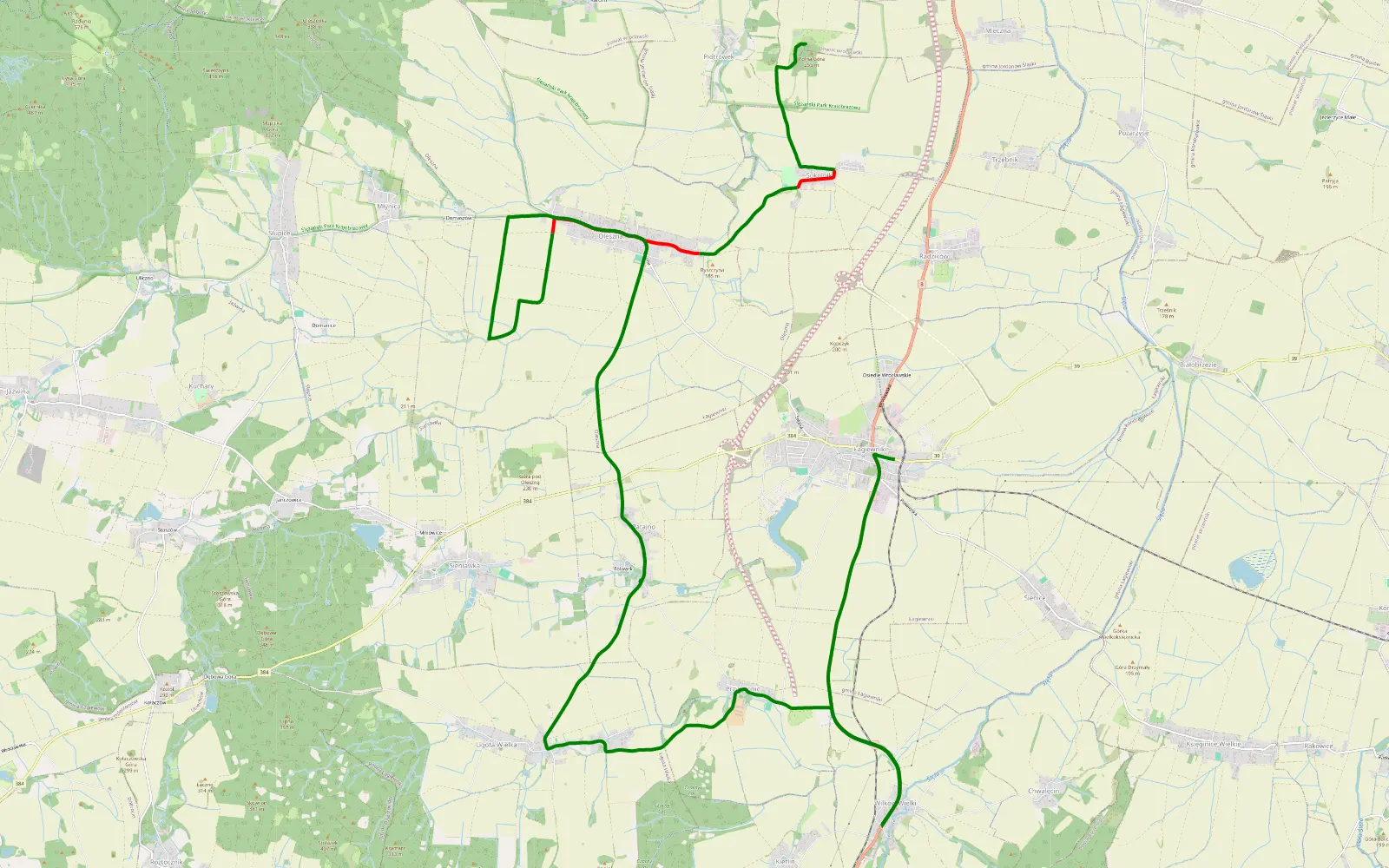 Map of Powrót do domu - 9.6 km offroad trail, Dzierżoniów County