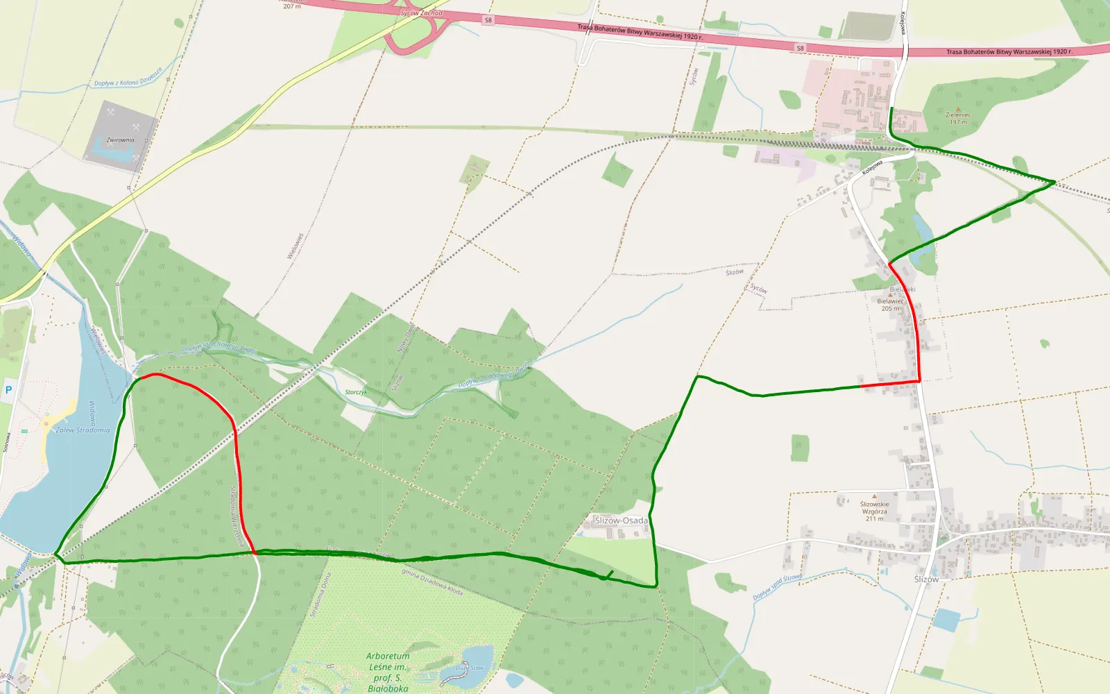 Mapa trasy Ślizów - Syców - 11.4 km trasy offroad, Powiat Oleśnicki
