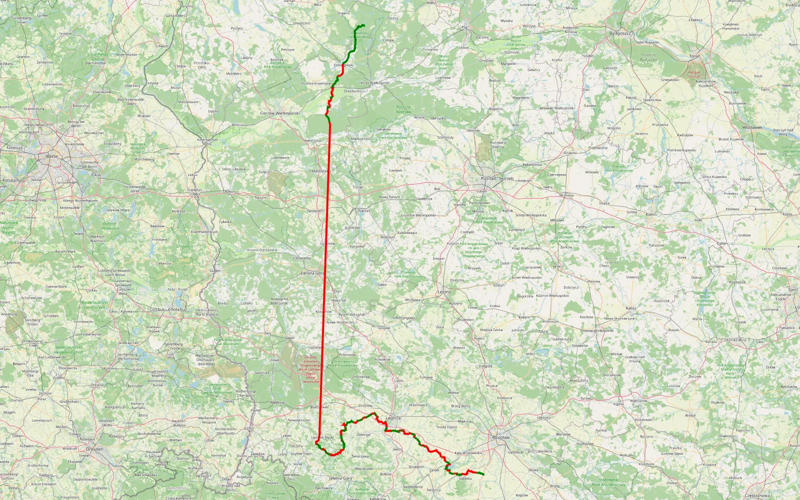 Map of TET 29062023 - 407.6 km offroad trail, Międzyrzecz County