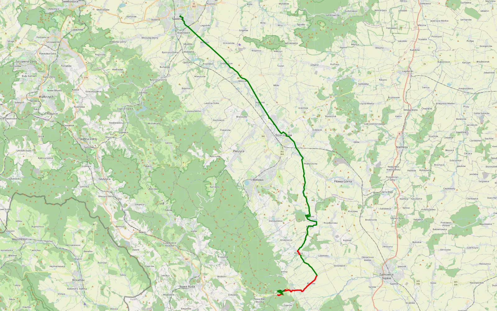 Map of Swidnica - Srebrna Góra - 20.1 km offroad trail, Ząbkowice Śląskie County