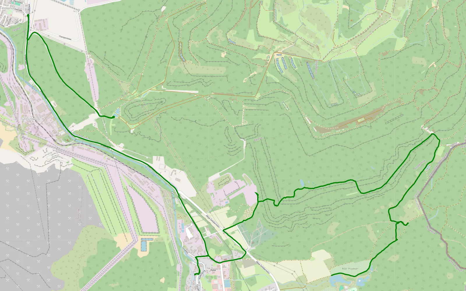 Map of Bogatynia - Turoszów - 5.9 km offroad trail, Zgorzelec County