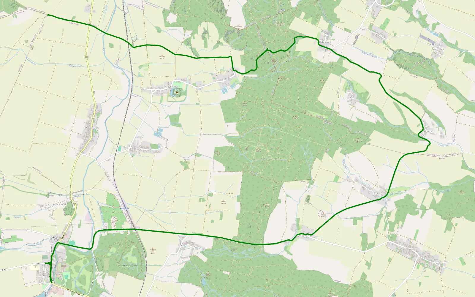Mapa trasy Skoroszowice - Henryków - 5.6 km trasy offroad, Powiat Ząbkowicki