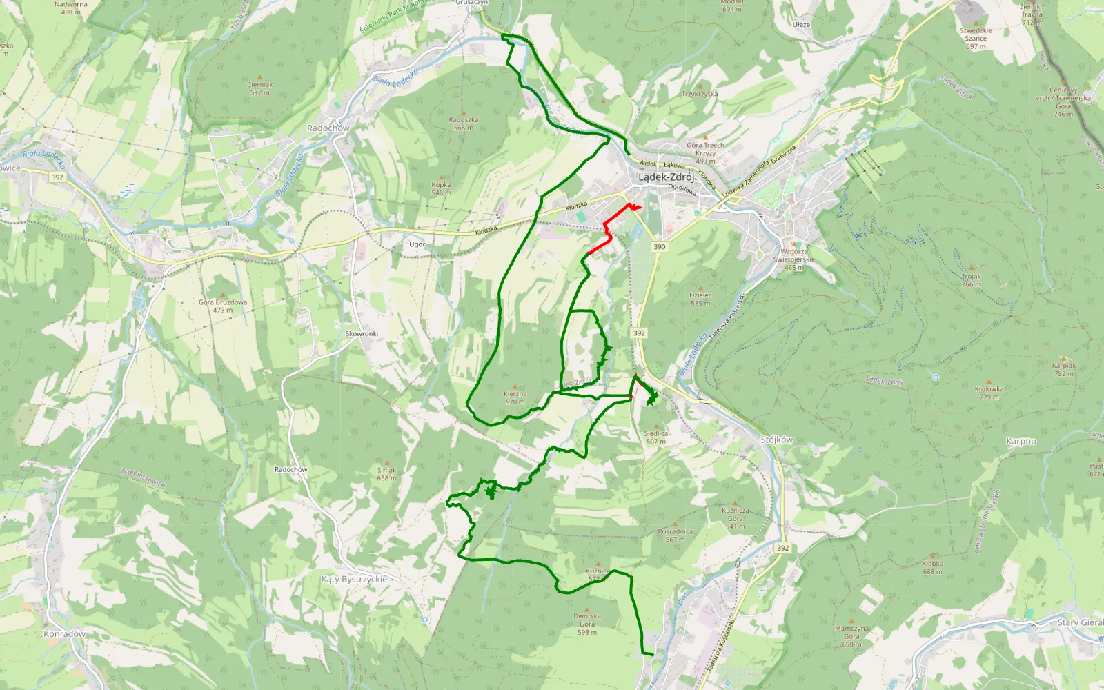 Mapa trasy Dinsdag met André Polen - 19 km trasy offroad, Powiat Kłodzki