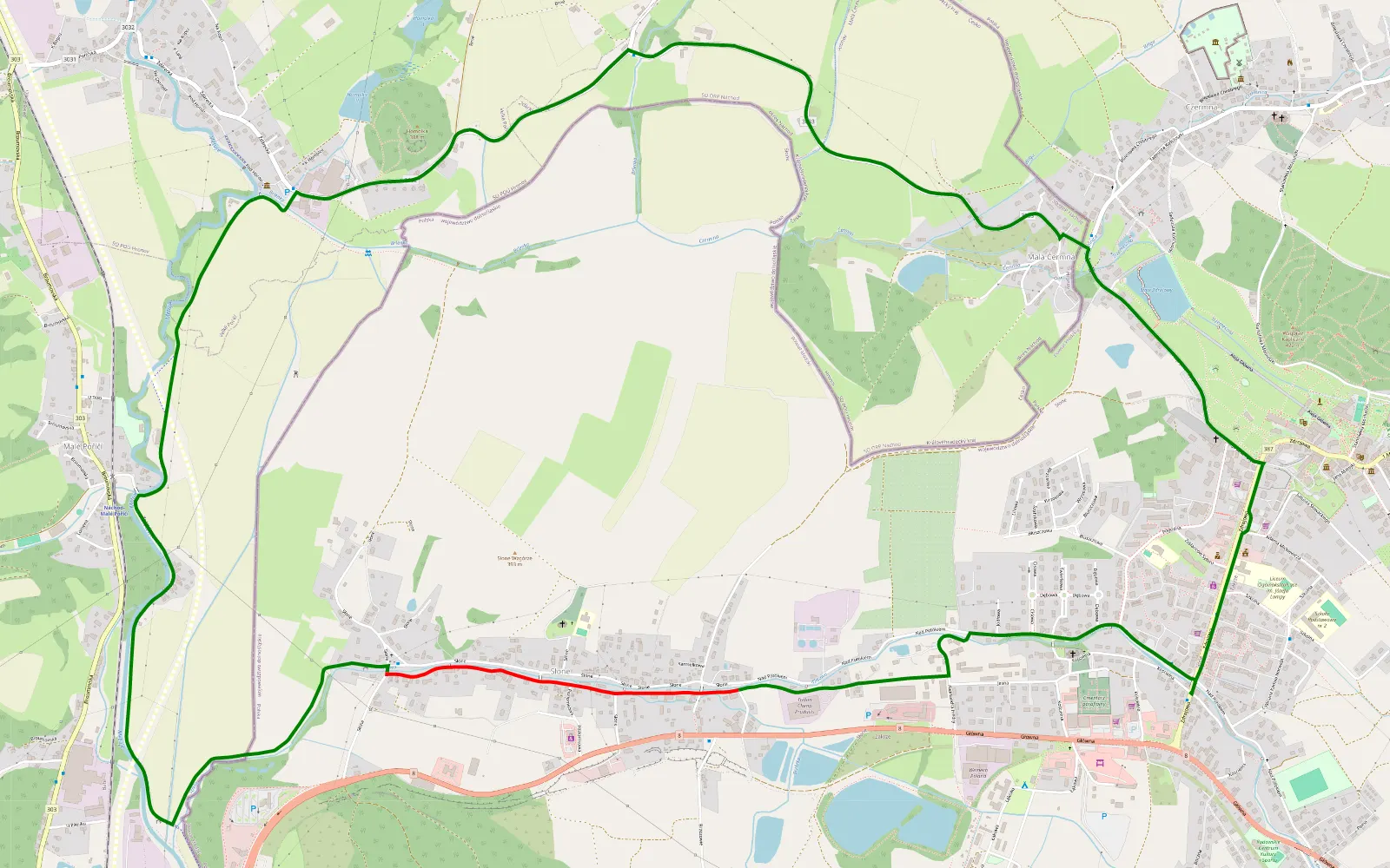 Mapa trasy 7 polsko czeska mala.gpx.xml - 4.5 km trasy offroad, okres Náchod