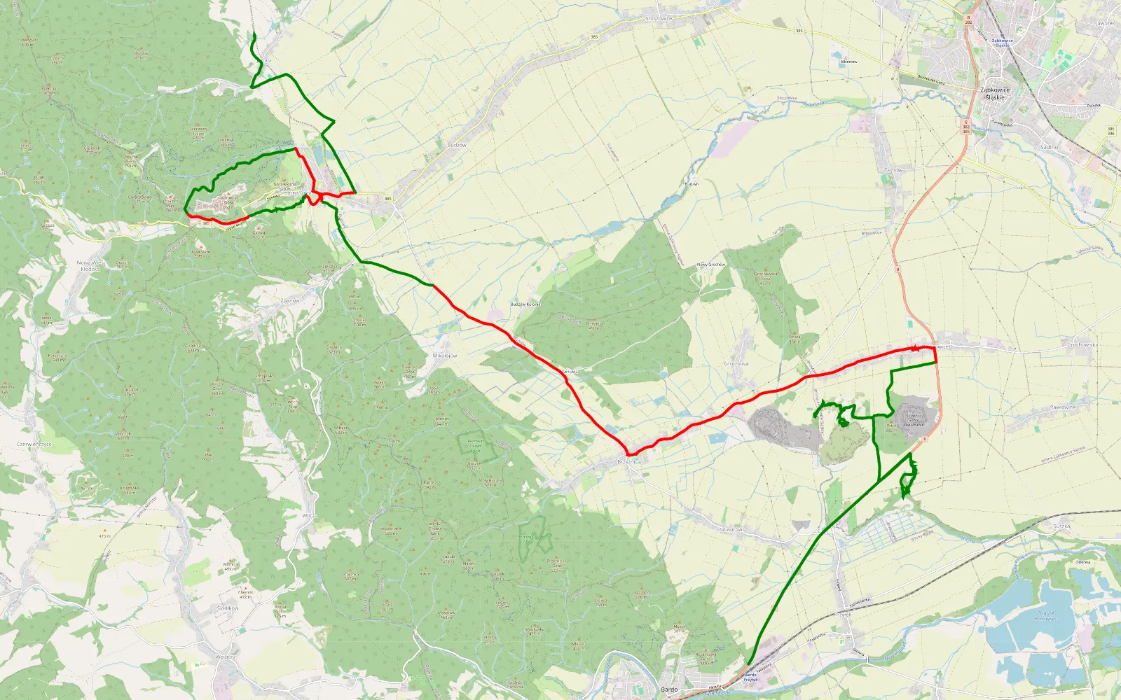Map of Jemna - Bardo - 26.9 km offroad trail, Ząbkowice Śląskie County