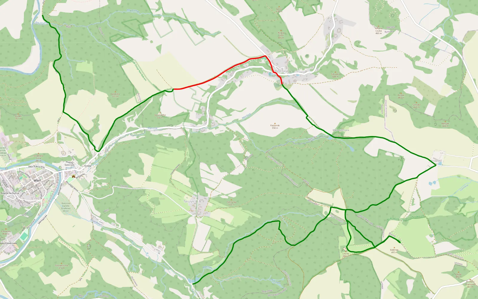 Map of Prezezdziedza - Tarczyn - 15.6 km offroad trail, Lwówek Śląski County