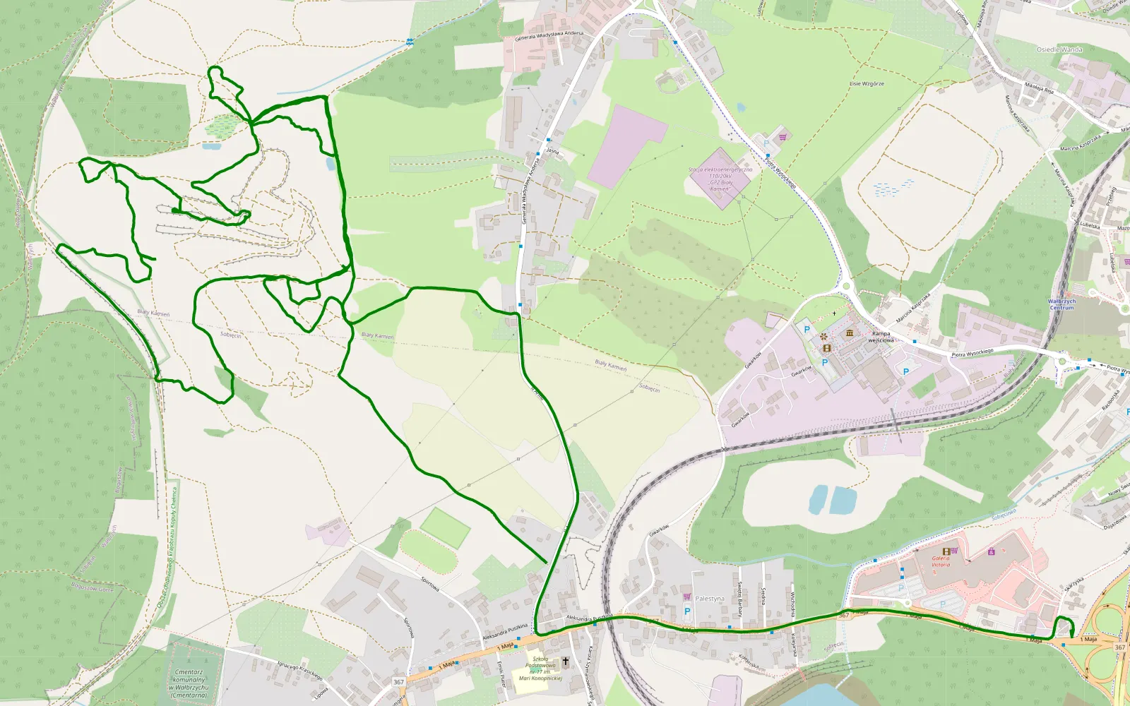 Map of Poland Day 6 - 8.3 km offroad trail, Wałbrzych