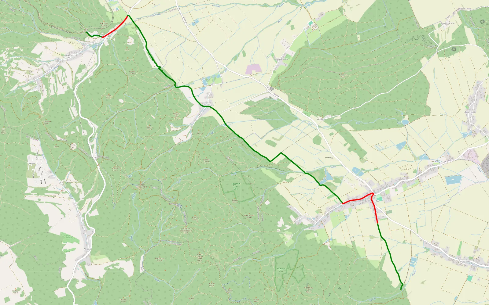 Map of Rietków - Sośnina - 9 km offroad trail, Ząbkowice Śląskie County