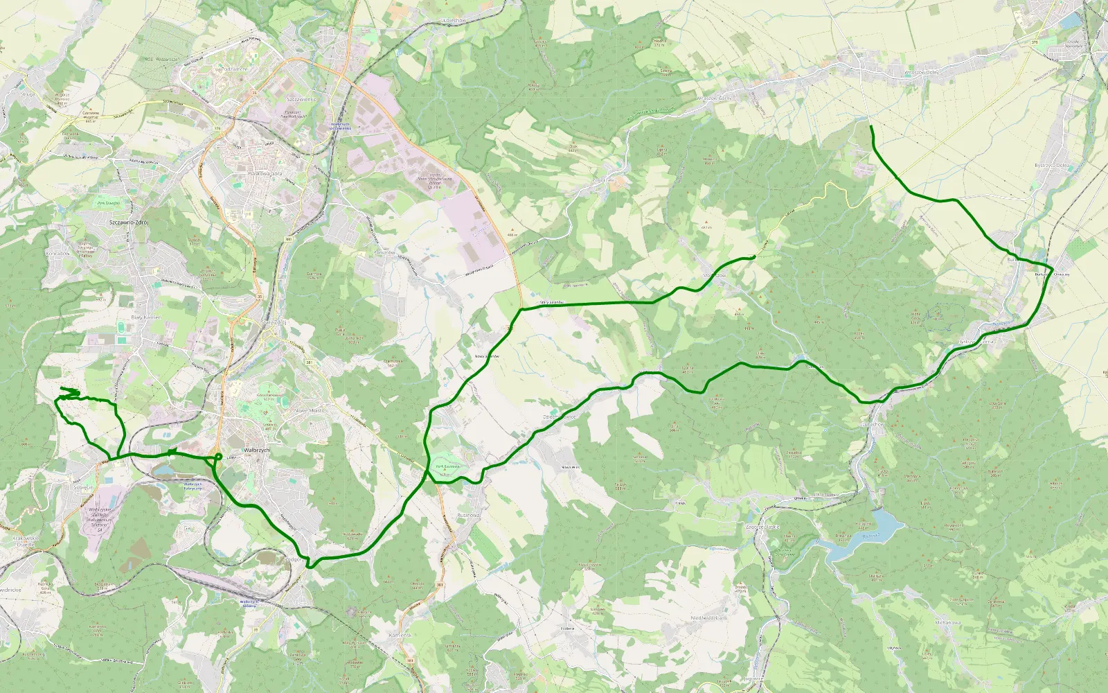 Mapa trasy Witoszów Dolny - Modliszów - 3.5 km trasy offroad, Wałbrzych