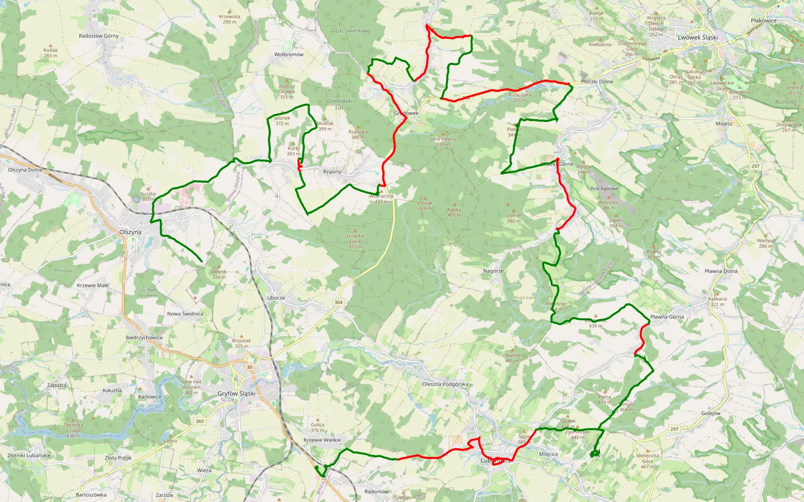 Mapa trasy Taco - 52.7 km trasy offroad, Powiat Lwówecki