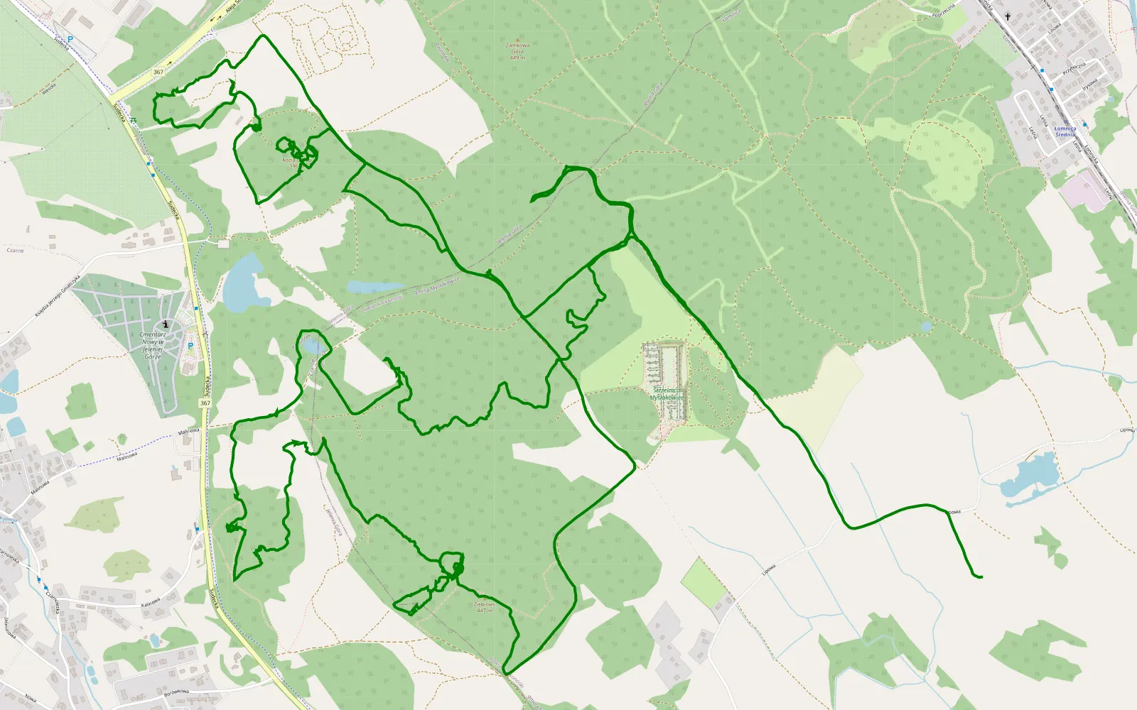 Map of Łomnica - 15.7 km offroad trail, Karkonosze County