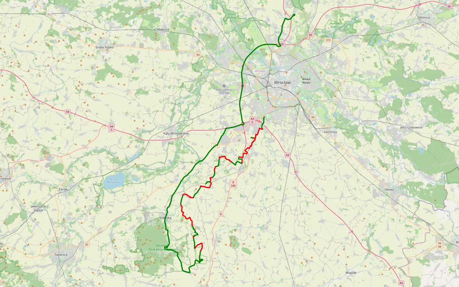 Map of Klecina - Czerńczyce - 53.1 km offroad trail, Wrocław County