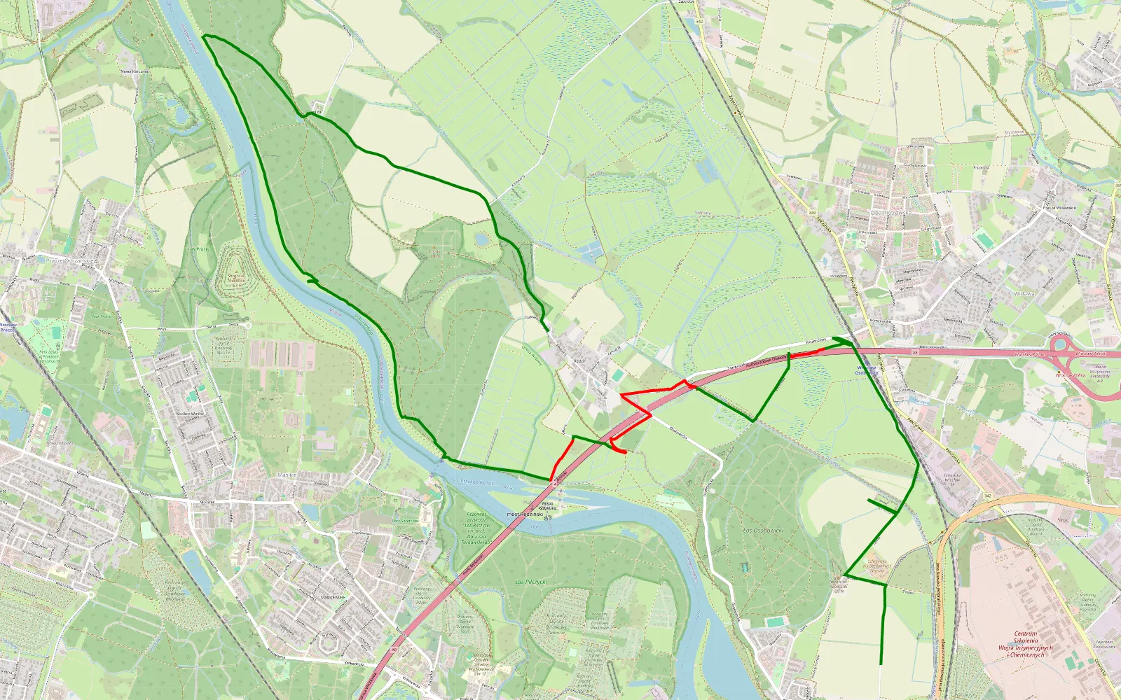 Mapa trasy Osobowice - Rędzin - 11.2 km trasy offroad, Wrocław