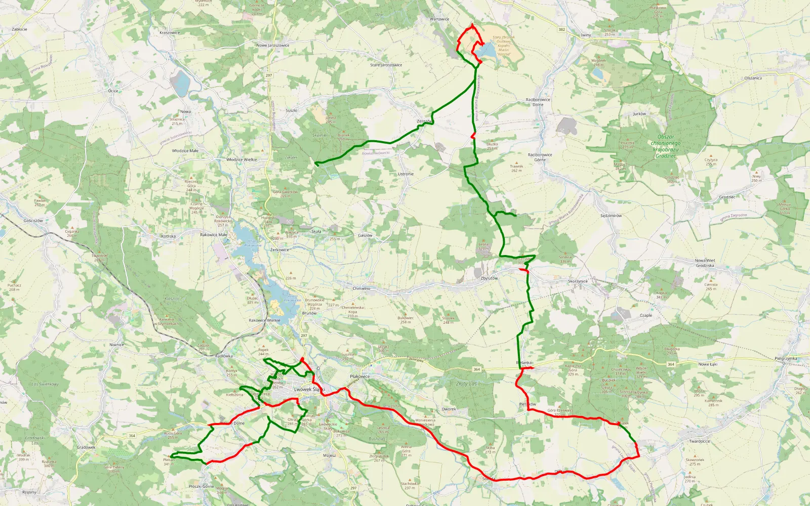 Map of 64.6 km Offroad Trail, Lwówek Śląski County - 64.6 km offroad trail, Lwówek Śląski County