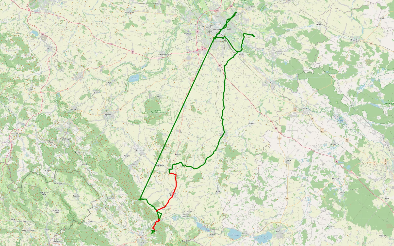 Map of Tarnogaj - Borek - 43.6 km offroad trail, Ząbkowice Śląskie County