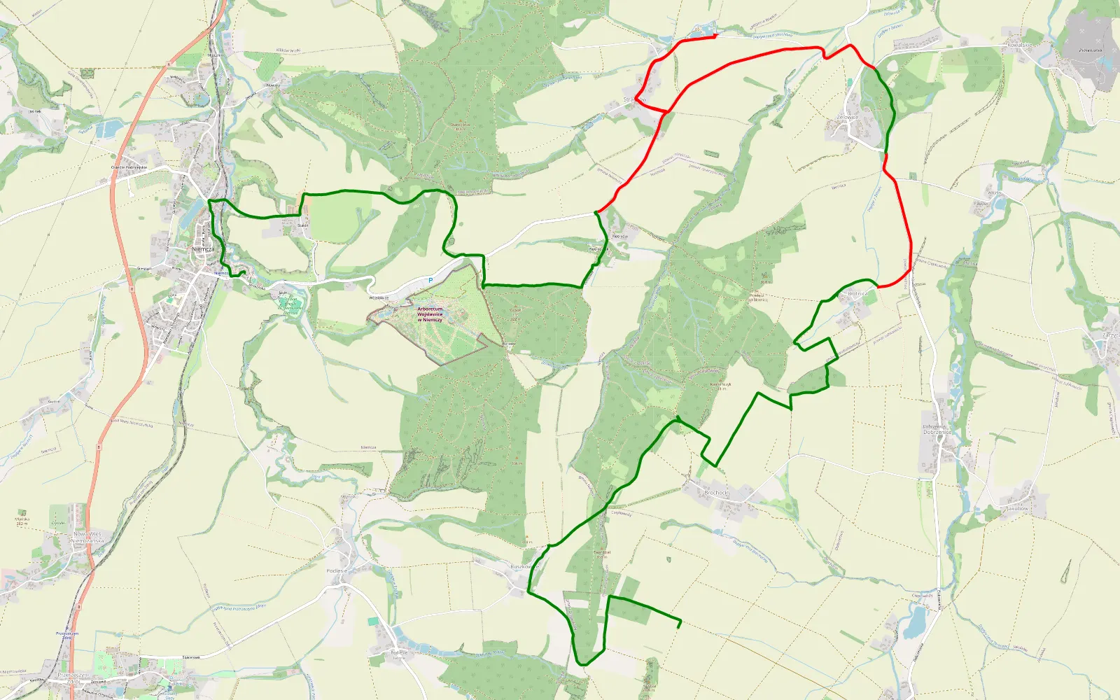 Map of Niemcza - Brochocin - 19.3 km offroad trail, Dzierżoniów County