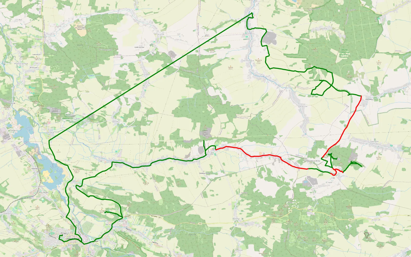 Map of Lwówek Śląski - 27.9 km offroad trail, Złotoryja County
