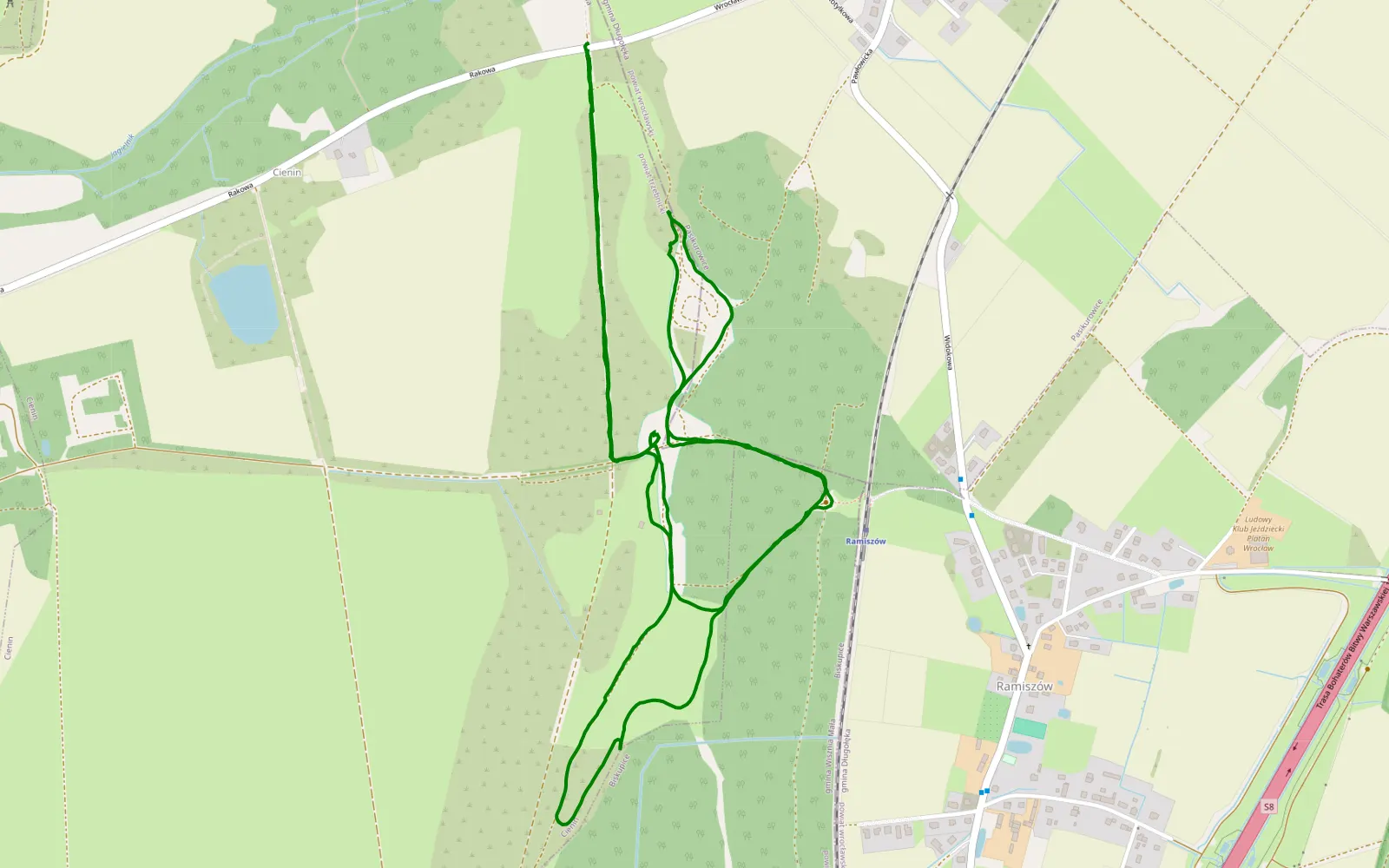 Mapa trasy Pasikurowice - 5.8 km trasy offroad, Powiat Trzebnicki