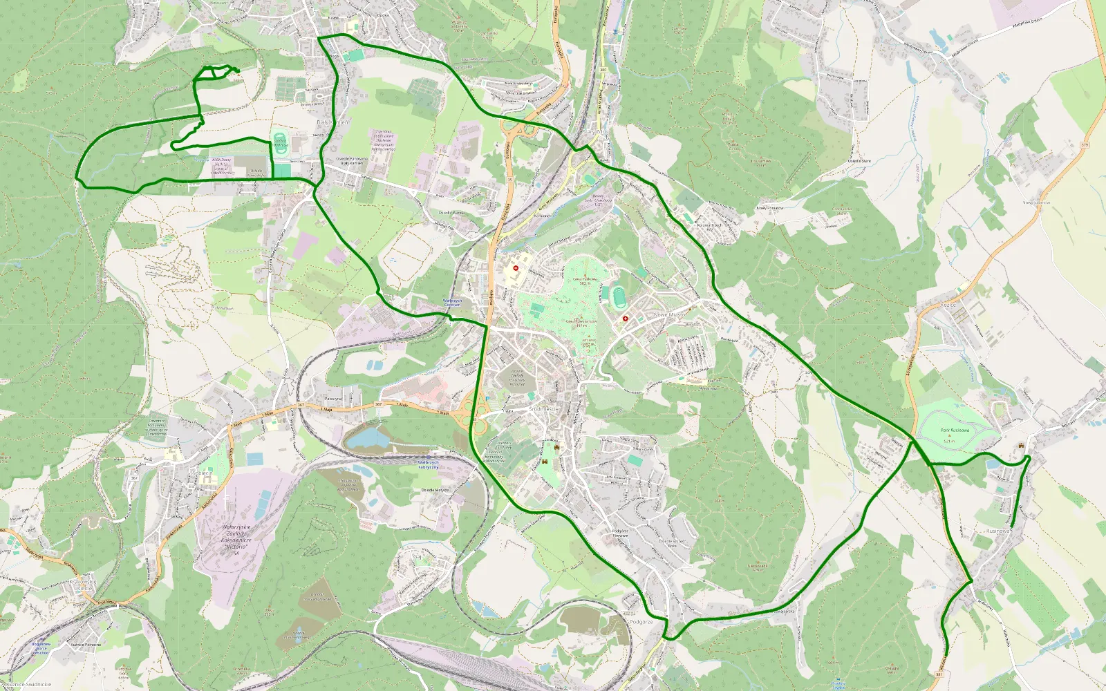 Mapa trasy Rusinowa - 5.6 km trasy offroad, Wałbrzych