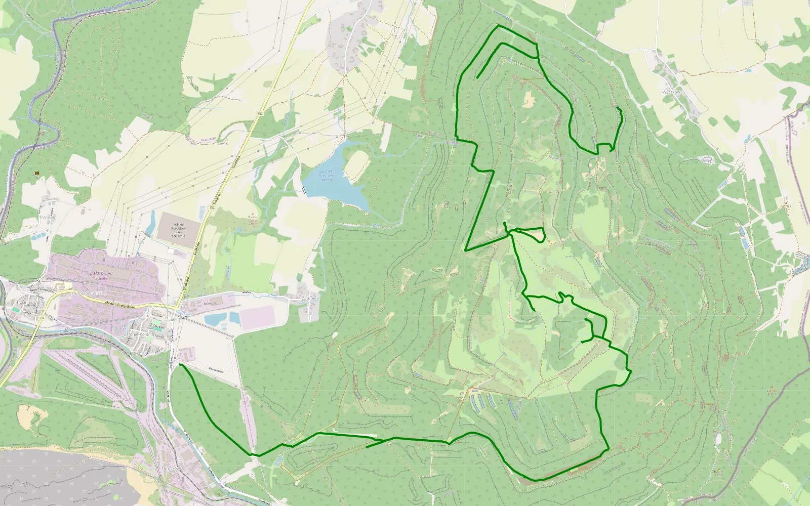 Map of Wyszków - Turoszów - 18.6 km offroad trail, Zgorzelec County