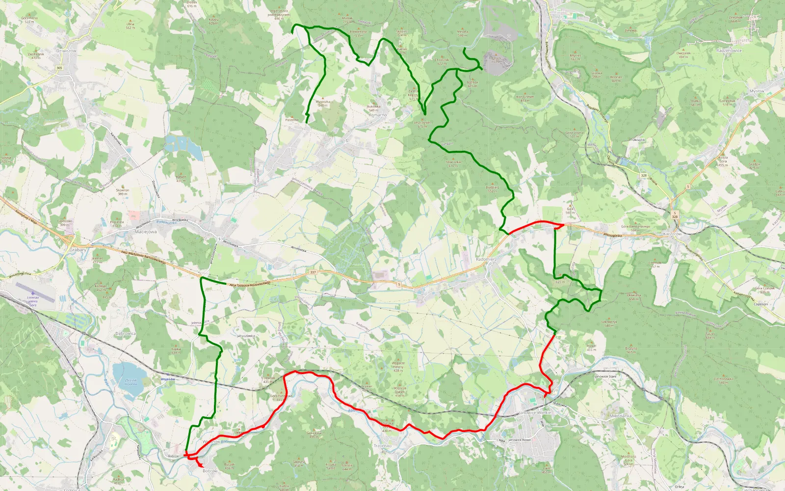Map of Chałupy - Dąbrowica - 35 km offroad trail, Karkonosze County