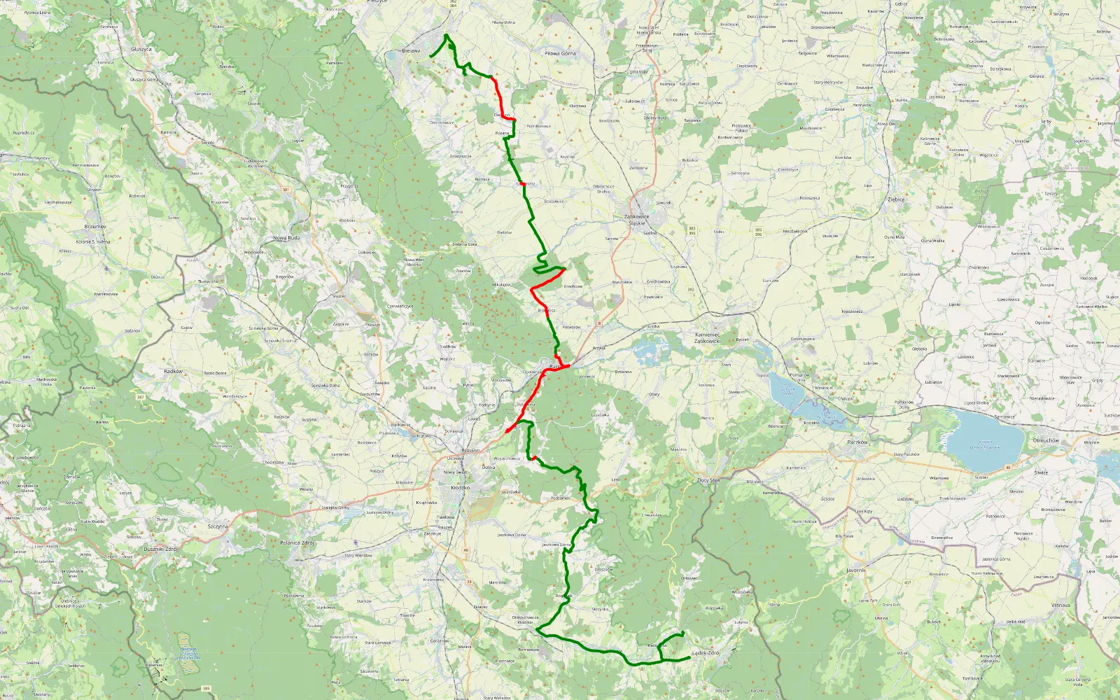 Map of Bielawa - Radochów - 52.2 km offroad trail, Ząbkowice Śląskie County