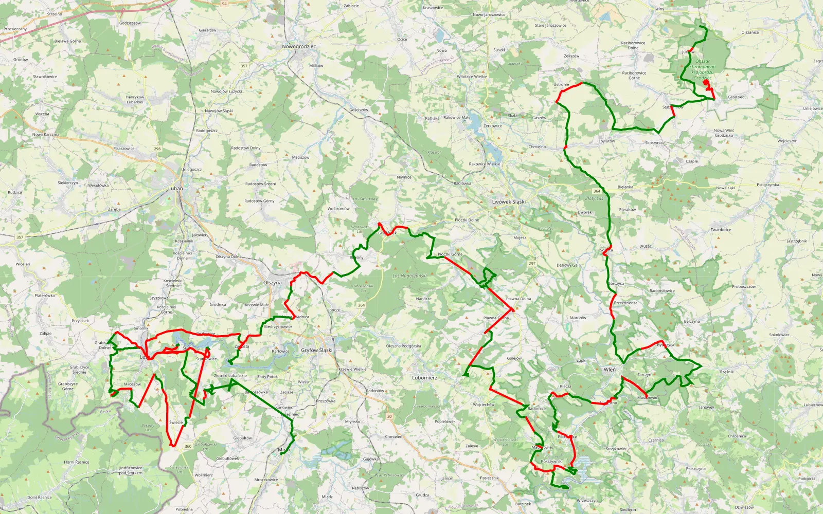 Map of Majowka2022 - 198.8 km offroad trail, Lwówek Śląski County