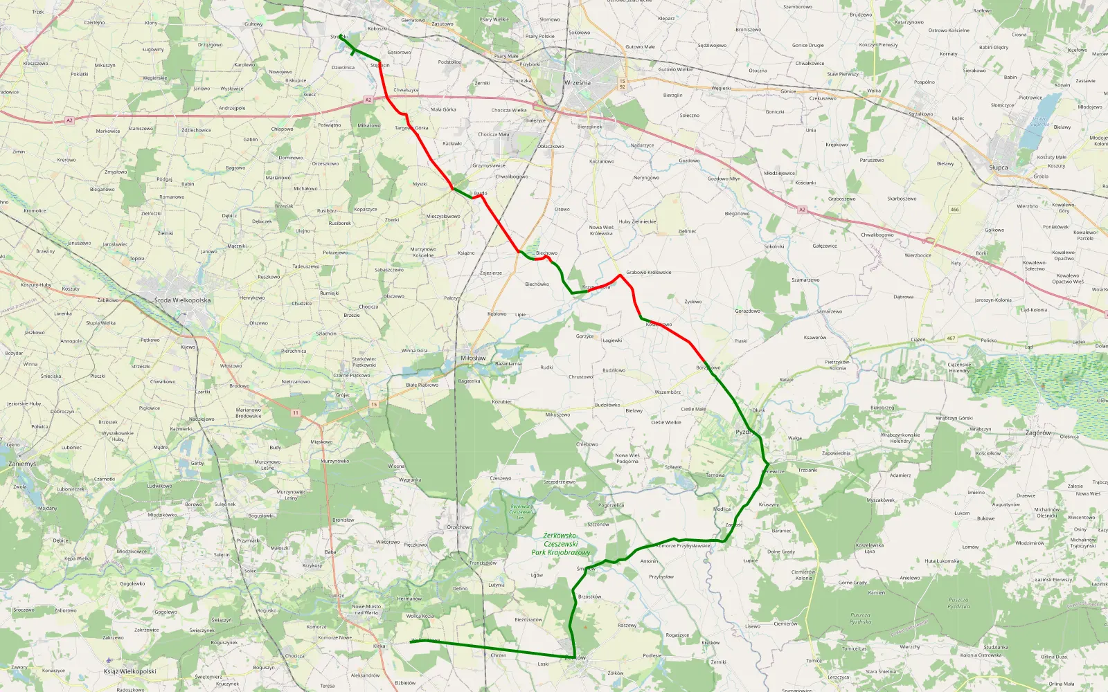 Map of Wielkopolska 4x4 Klęka-Nekla - 27.3 km offroad trail, Września County
