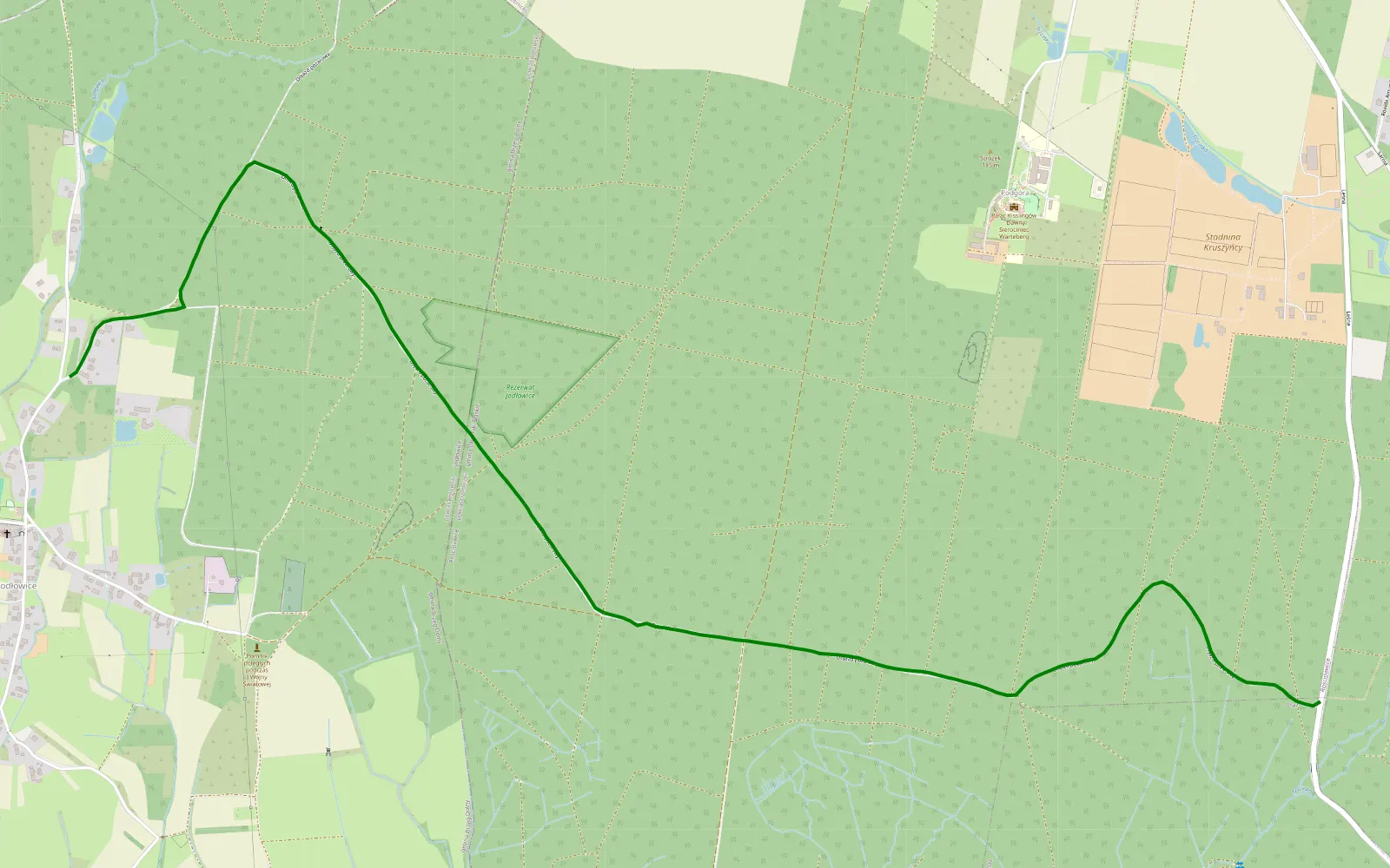 Map of Off-road in the forest - 2.3 km offroad trail, Wołów County